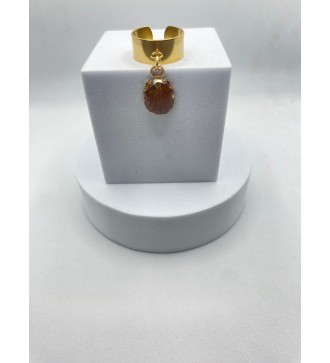 Bague ajustable or avec pendentif coquillage doré pailleté