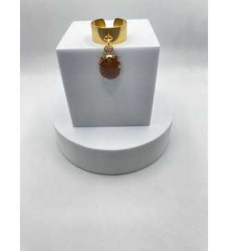 Coquillage Chic – Bague ajustable avec pendentif coquillage doré 
