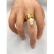 Coquillage et Crustacé – Bague ajustable plaqué or 24 K avec pendentif coquillage blanc nacré Coquillage et Crustacé – Bague ajustable plaqué or 24 K avec pendentif coquillage blanc nacré