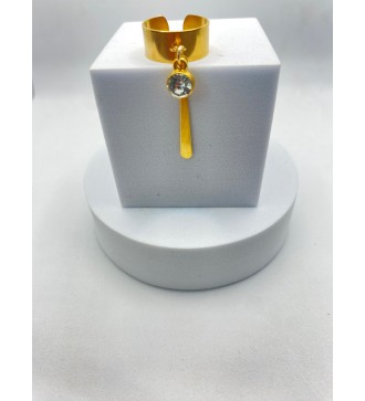 Bague ajustable or avec pendentif tige dorée et pierre