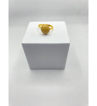 Bague ajustable or avec pendentif quartz noisette