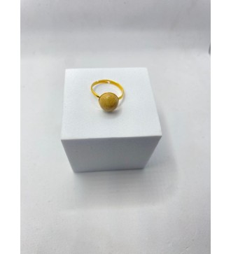 Bague ajustable or avec pendentif quartz noisette