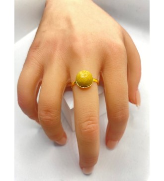 Bague ajustable or avec pendentif quartz noisette