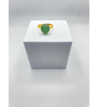 Bague ajustable or avec pendentif quartz vert