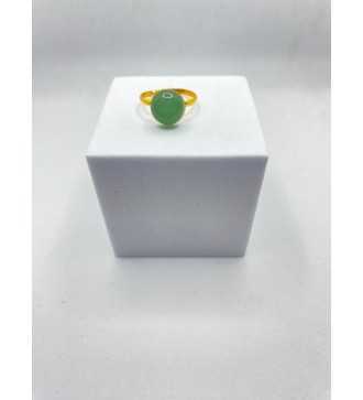 Bague ajustable or avec pendentif quartz vert