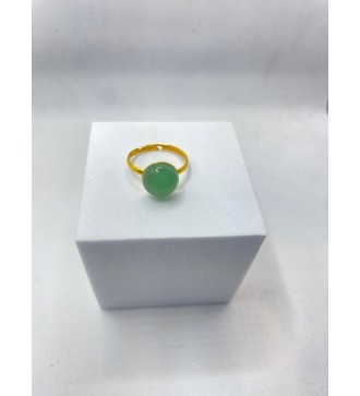 Bague ajustable or avec pendentif quartz vert
