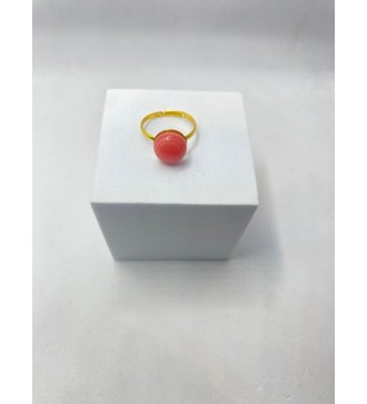 Bague ajustable or avec pendentif quartz rose spirale