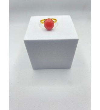 Bague ajustable or avec pendentif quartz rose spirale