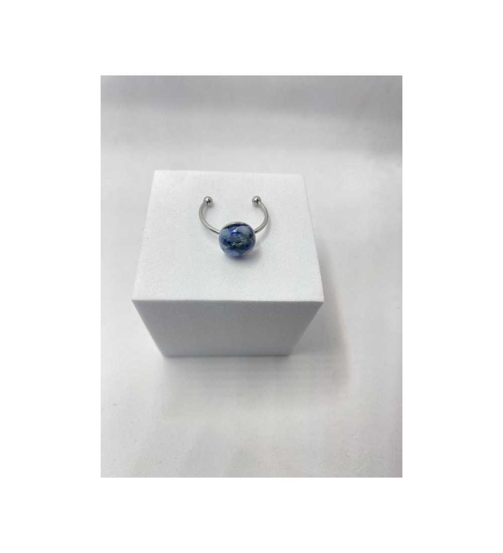 Bague Fantaisie – Bague ajustable bleu spirale acier inoxydable