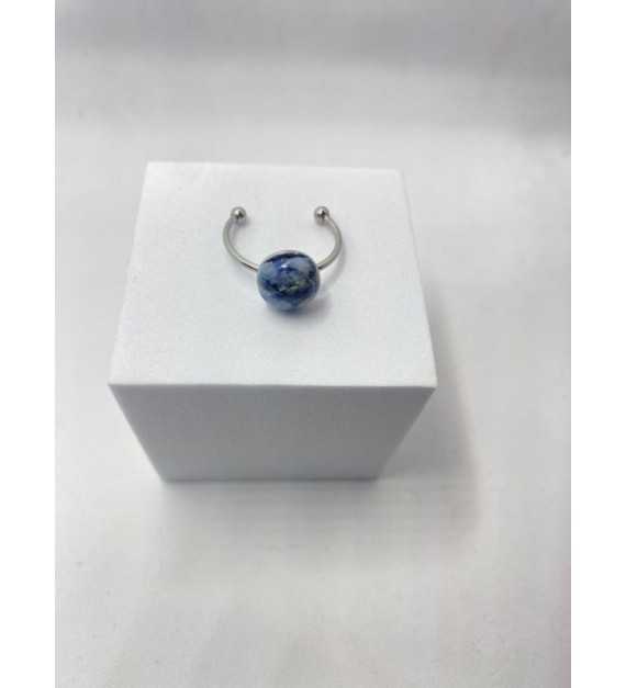 Bague Fantaisie – Bague ajustable bleu spirale acier inoxydable