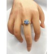 Bague Fantaisie – Bague ajustable quartz bleu spirale et acier inoxydable argent Bague Fantaisie – Bague ajustable quartz bleu spirale et acier inoxydable argent