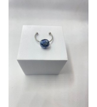 Bague ajustable  argent  avec pendentif quartz bleu spirale