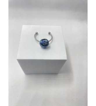 Bague Fantaisie – Bague ajustable bleu spirale acier inoxydable