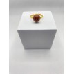 Bague Solaire – Bague ajustable quartz marron pailleté et acier inoxydable doré