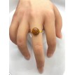 Bague Solaire – Bague ajustable quartz marron pailleté et acier inoxydable doré