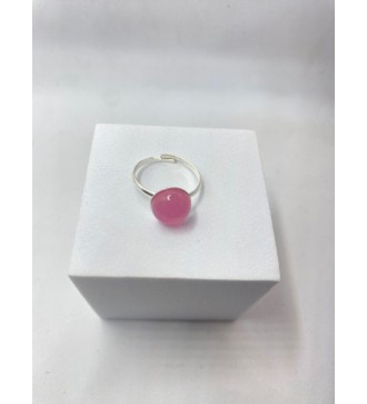 Bague ajustable argent  avec pendentif quartz rose bonbon