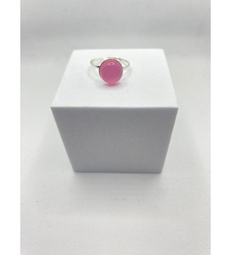 Bague ajustable argent  avec pendentif quartz rose bonbon