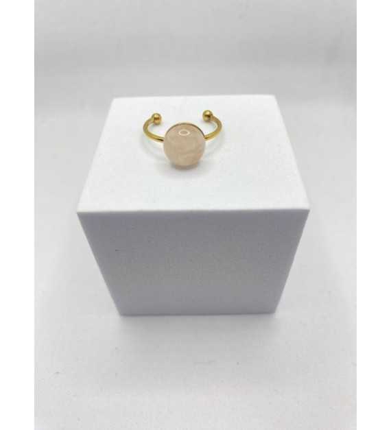 Bague Lumière – Bague ajustable quartz blanc en acier inoxydable