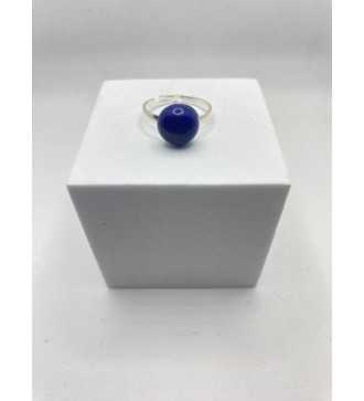 Bague Bleu profond en quartz cabochon – Argent 925 ajustable