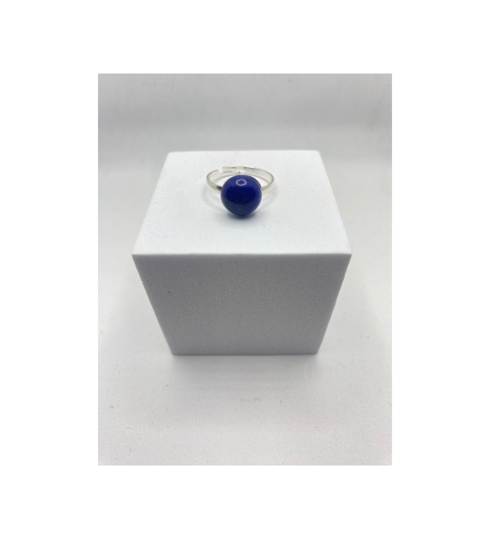 Bague ajustable argent avec pendentif quartz bleu