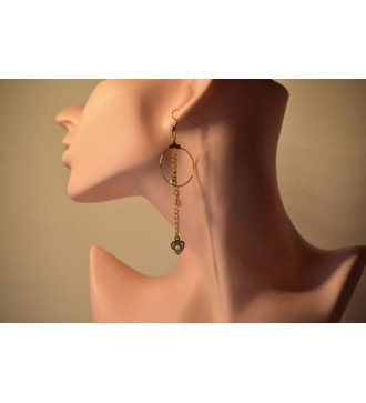 Boucles d'oreilles or : Créole cœur et perle élégante
