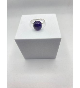 Bague ajustable argent avec pendentif quartz bleu
