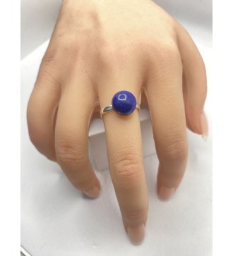 Bague ajustable argent avec pendentif quartz bleu