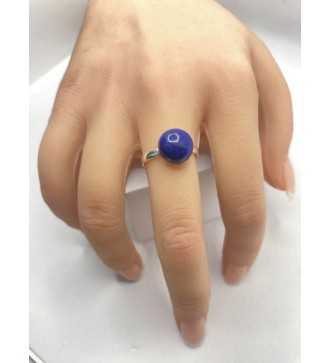 Bague Bleu profond en quartz cabochon – Argent 925 ajustable