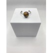 .Bague des Bois – Bague ajustable quartz marron strié et acier inoxydable argent .Bague des Bois – Bague ajustable quartz marron strié et acier inoxydable argent
