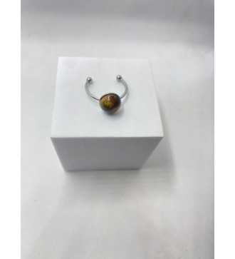 Bague des Bois – Bague quartz marron strié acier inoxydable