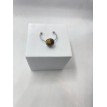 .Bague des Bois – Bague ajustable quartz marron strié et acier inoxydable argent .Bague des Bois – Bague ajustable quartz marron strié et acier inoxydable argent