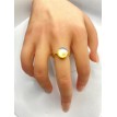 L'élégance – Bague ajustable quartz transparent et acier inoxydable doré L'élégance – Bague ajustable quartz transparent et acier inoxydable doré