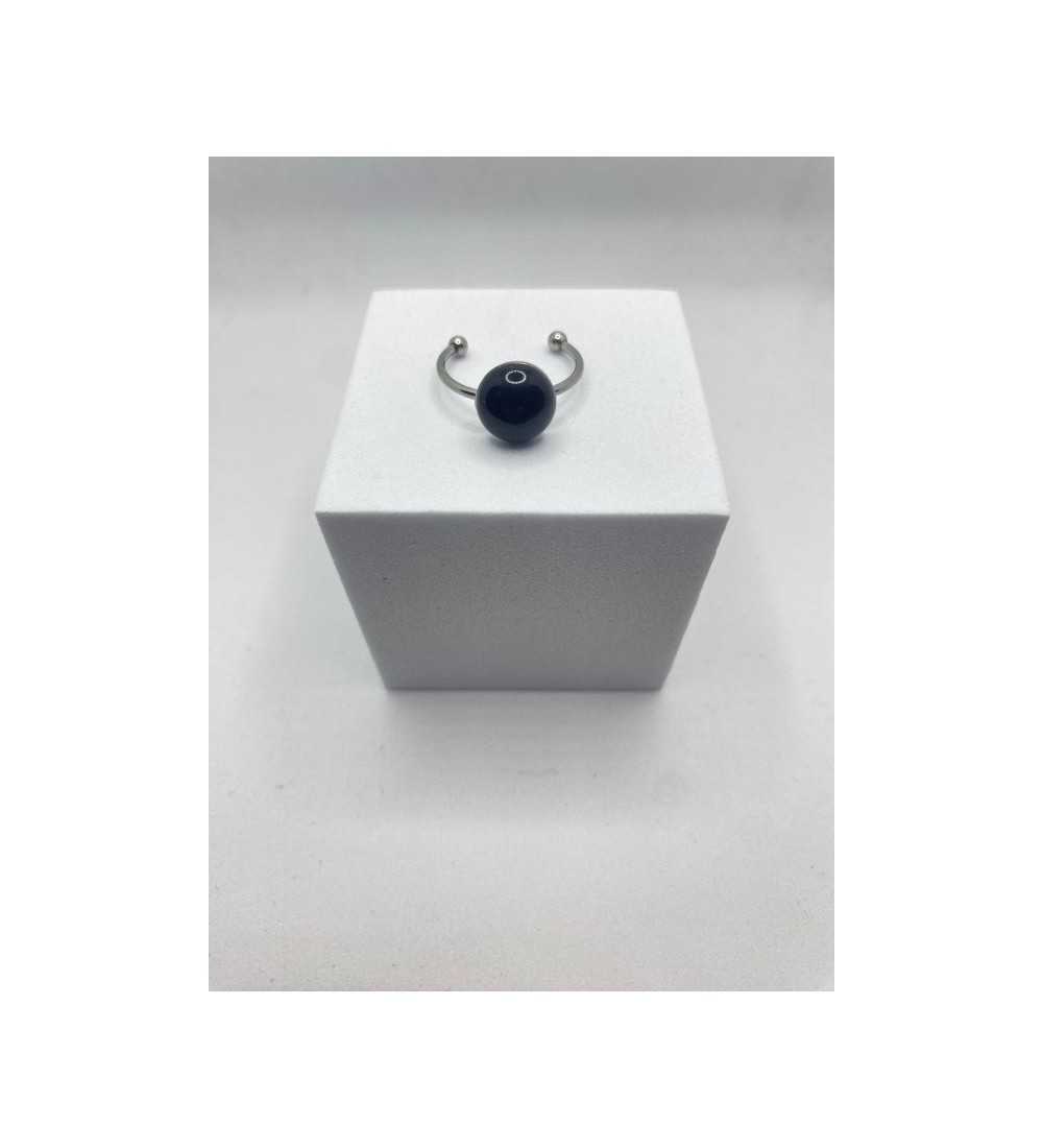 Bague Noir Profond en quartz noir – Argent 925 ajustable