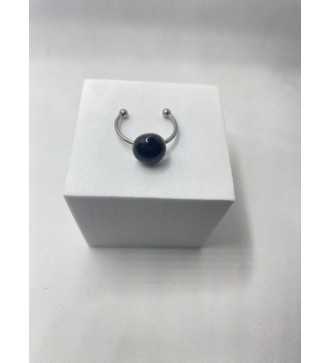 Bague Noir Profond en quartz noir – Argent 925 ajustable