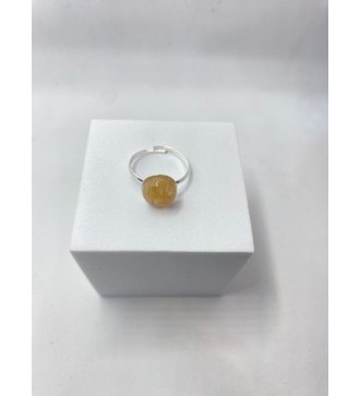 Bague ajustable argent  avec pendentif quartz jaune soleil