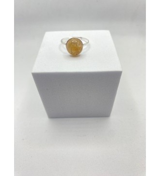 Bague ajustable argent  avec pendentif quartz jaune soleil