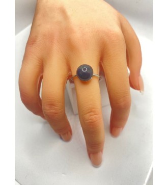 Bague ajustable or avec pendentif quartz noir pailleté