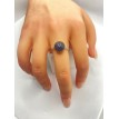 Noir Pailleté – Bague ajustable en quartz noir pailleté et acier inoxydable doré Noir Pailleté – Bague ajustable en quartz noir pailleté et acier inoxydable doré