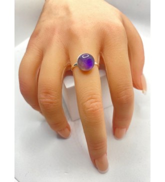 Bague ajustable argent avec pendentif quartz violine
