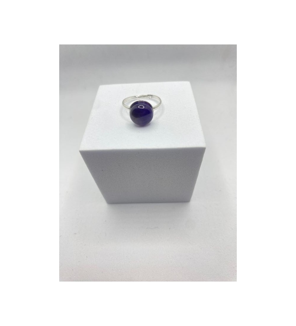 Bague ajustable argent avec pendentif quartz violine