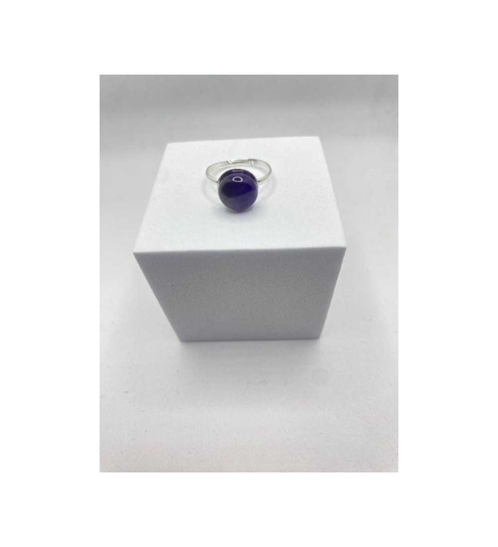 Bague Couleur du Cassis en quartz violine – Argent 925 ajustable