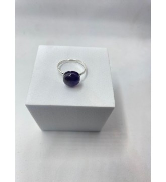 Bague ajustable argent avec pendentif quartz violine