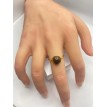 Café Caramel – Bague ajustable quartz caramel en acier inoxydable doré