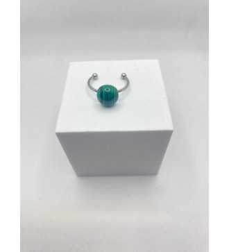 Bague ajustable argent avec pendentif quartz vert zébré