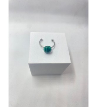Bague ajustable argent avec pendentif quartz vert zébré