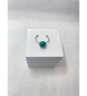 Bague ajustable argent avec pendentif quartz vert zébré