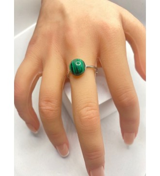 Bague ajustable argent avec pendentif quartz vert zébré