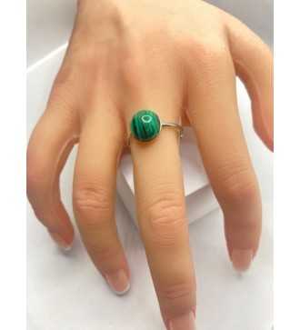 Bague ajustable argent avec pendentif quartz vert zébré