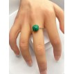 Vert zébré – Bague ajustable en quartz vert zébré et acier inoxydable argent Vert zébré – Bague ajustable en quartz vert zébré et acier inoxydable argent