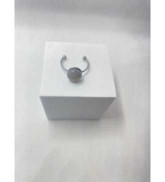 Bague ajustable argent avec pendentif quartz gris transparent